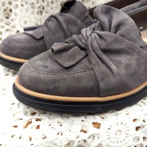 Grey suede Clark loafers
